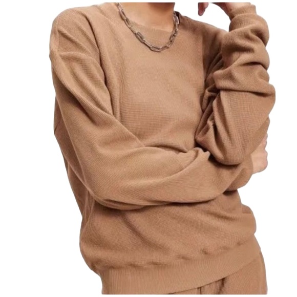 Good American Sweaters - GOOD AMERICAN Thermal Boyfriend Pullover Sweatshirt